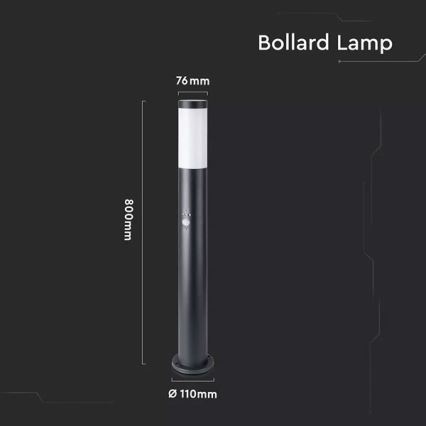 Lampa zewnetrzna z czujnikiem1xE27/60W/230V IP44 80cm czarna