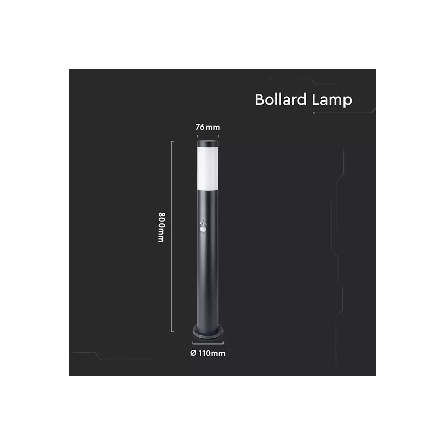 Lampa zewnetrzna z czujnikiem1xE27/60W/230V IP44 80cm czarna