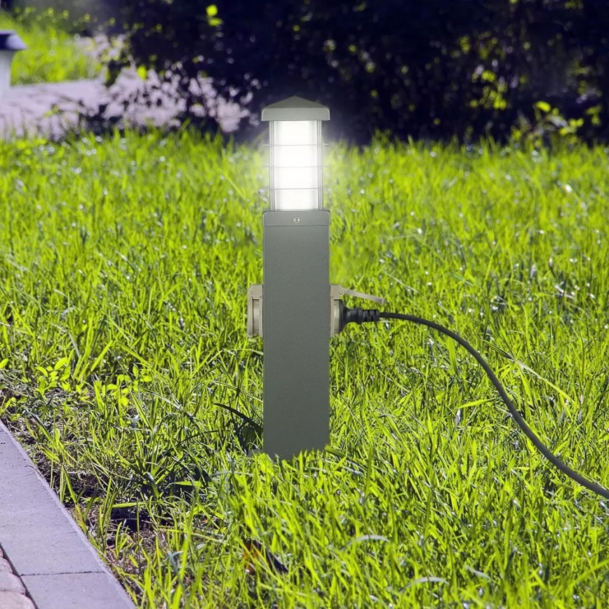Lampa zewnętrzna z gniazdami SCHUKO 1xE27/13W/230V IP44