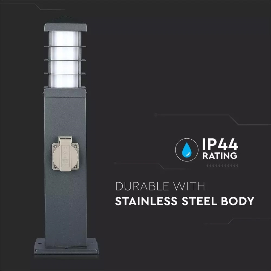 Lampa zewnętrzna z gniazdami SCHUKO 1xE27/13W/230V IP44