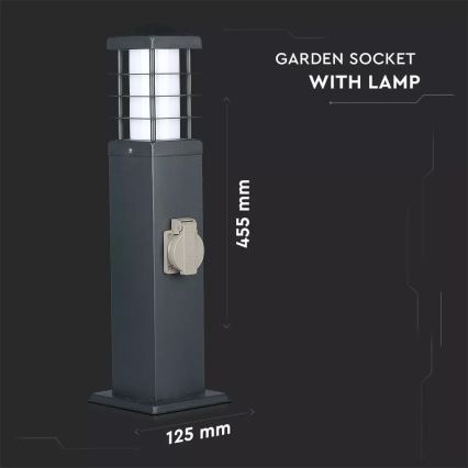 Lampa zewnętrzna z gniazdami SCHUKO 1xE27/13W/230V IP44