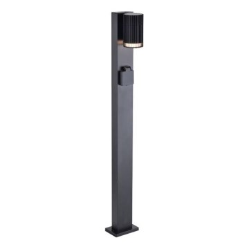 Lampa zewnętrzna z gniazdem SCHUKO, 1x GU10/10W/230V, IP44, 80 cm, czarna
