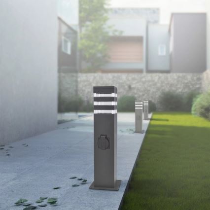 Lampa zewnętrzna z gniazdem TEKSAS 1xE27/20W/230V 44 cm IP44 czarny