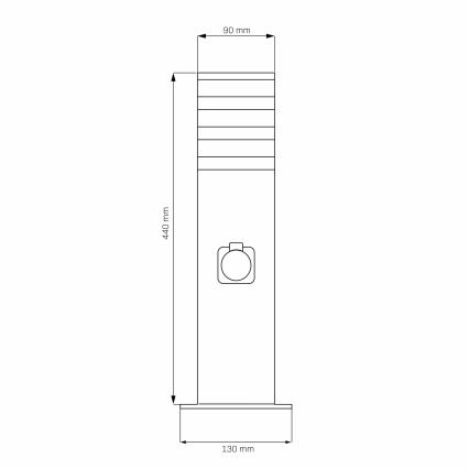 Lampa zewnętrzna z gniazdem TEKSAS 1xE27/20W/230V 44 cm IP44 czarny