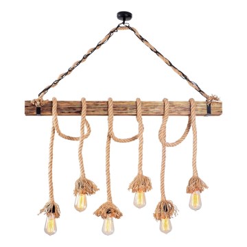 Lampa zwieszana EREBOS 6xE27/40W/230V brązowa