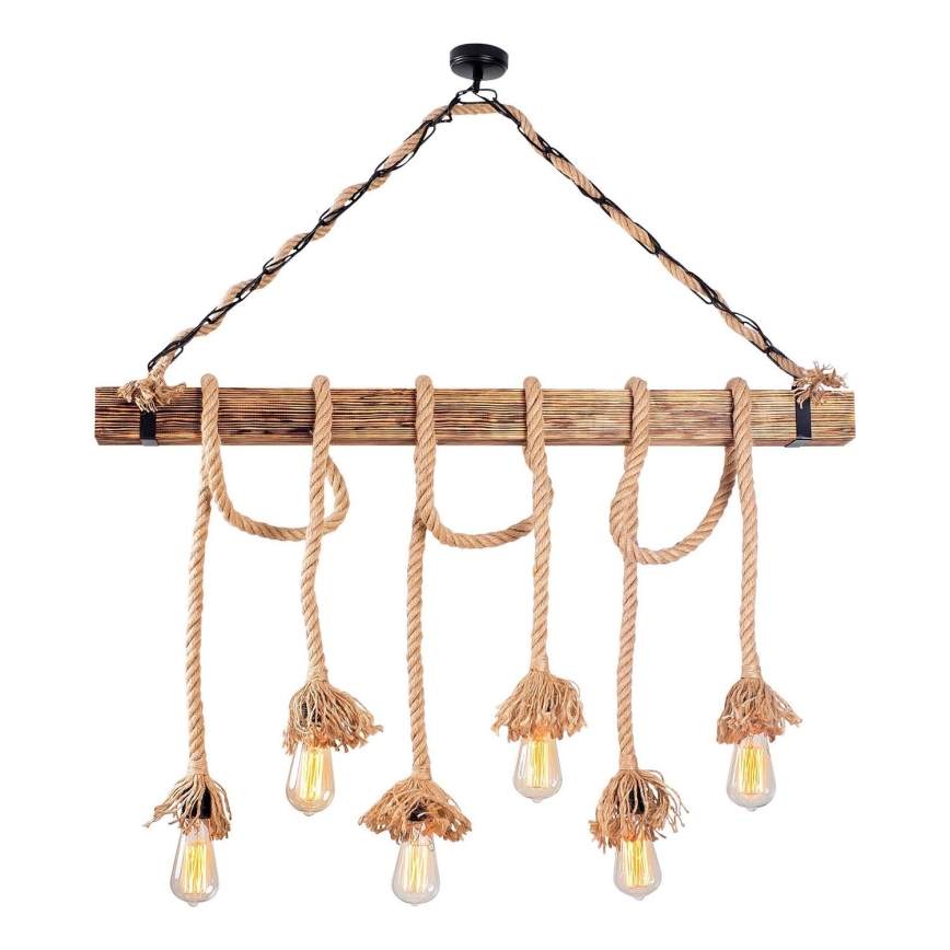 Lampa zwieszana EREBOS 6xE27/40W/230V brązowa