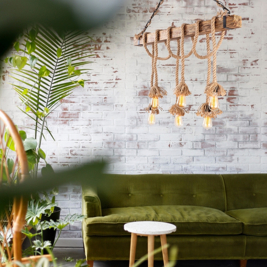 Lampa zwieszana EREBOS 6xE27/40W/230V brązowa