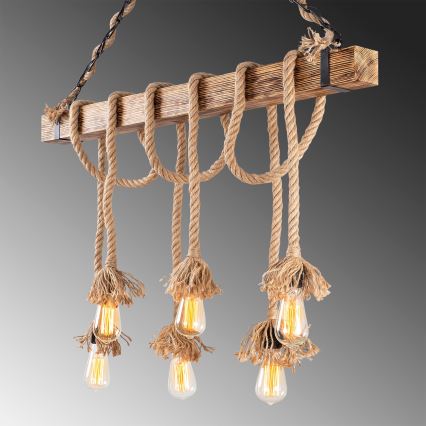 Lampa zwieszana EREBOS 6xE27/40W/230V brązowa
