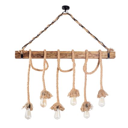 Lampa zwieszana EREBOS 6xE27/40W/230V brązowa