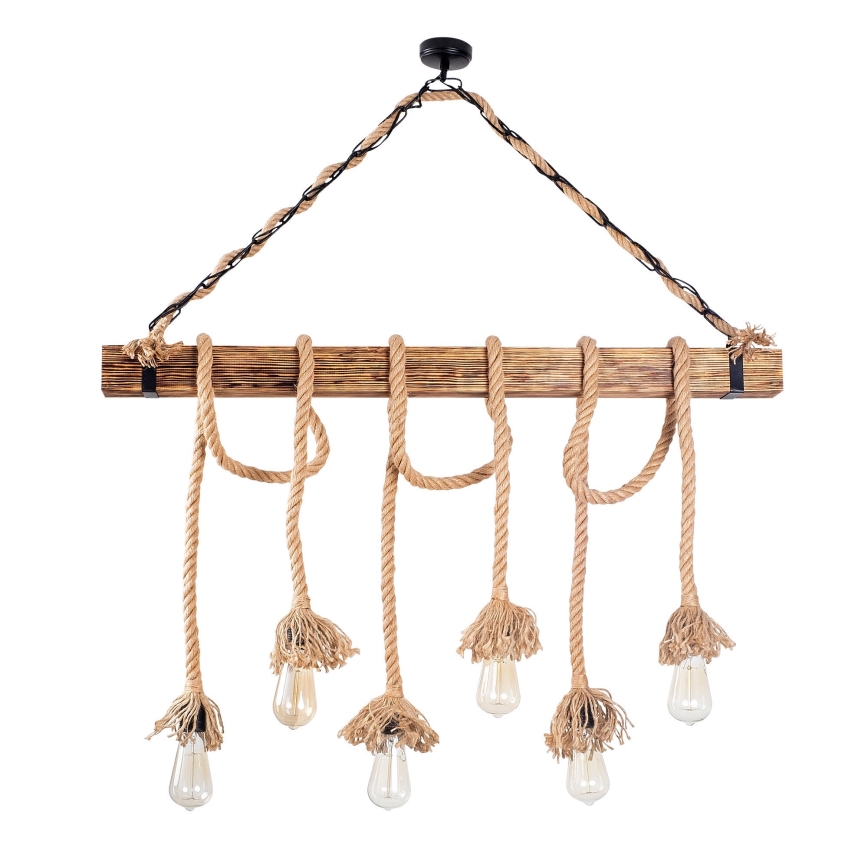 Lampa zwieszana EREBOS 6xE27/40W/230V brązowa