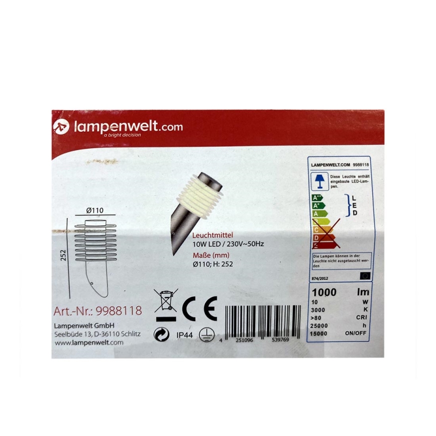 Lampenwelt - LED Kinkiet zewnętrzny LED/10W/230V IP44