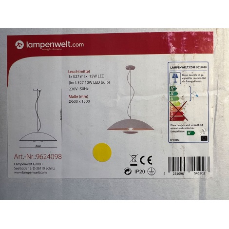 Lampenwelt - LED RGBW Ściemnialny żyrandol na lince ARTHUR 1xE27/10W/230V Wi-Fi