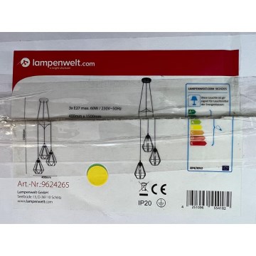 Lampenwelt - Żyrandol na lince ELDA 3xE27/60W/230V