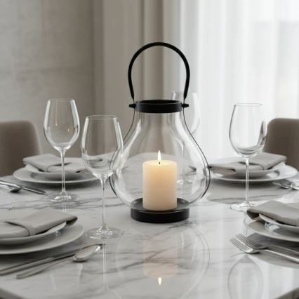 Lampion dekoracyjny GLASSY 25 cm czarny