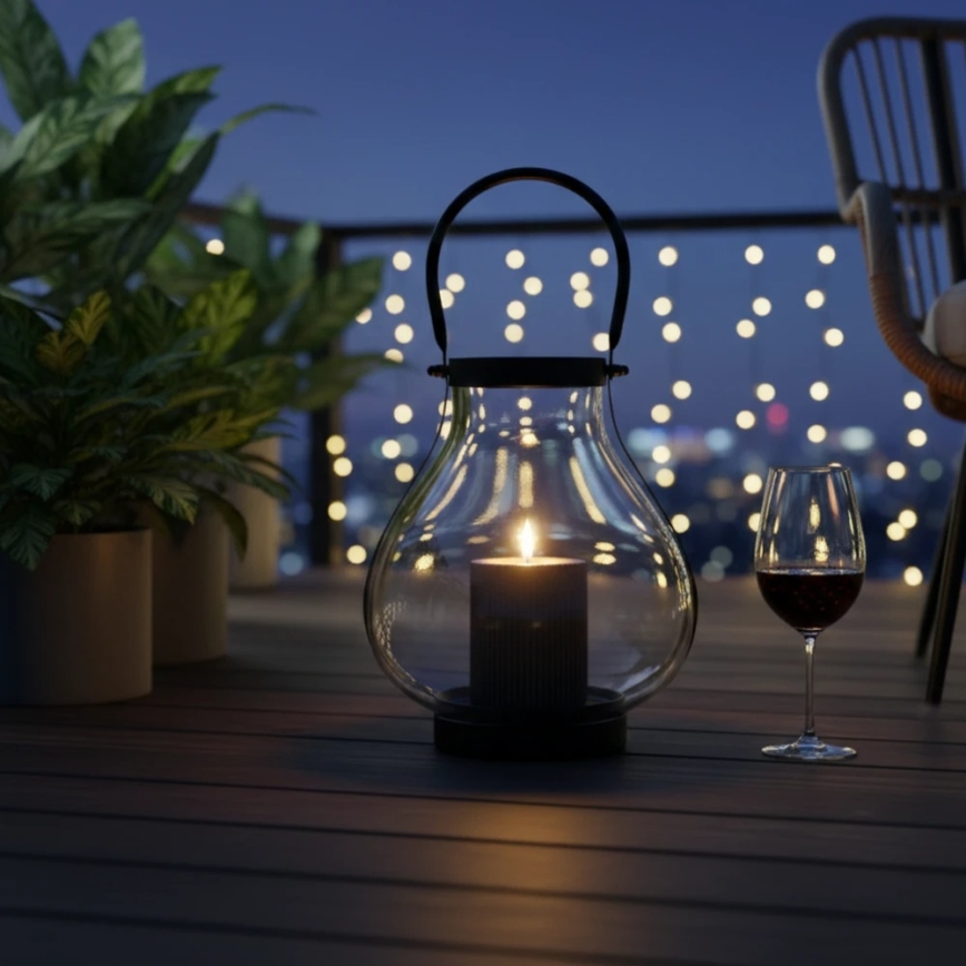 Lampion dekoracyjny GLASSY 25 cm czarny