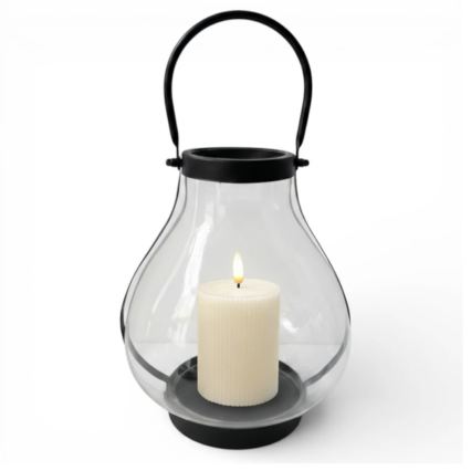 Lampion dekoracyjny GLASSY 25 cm czarny