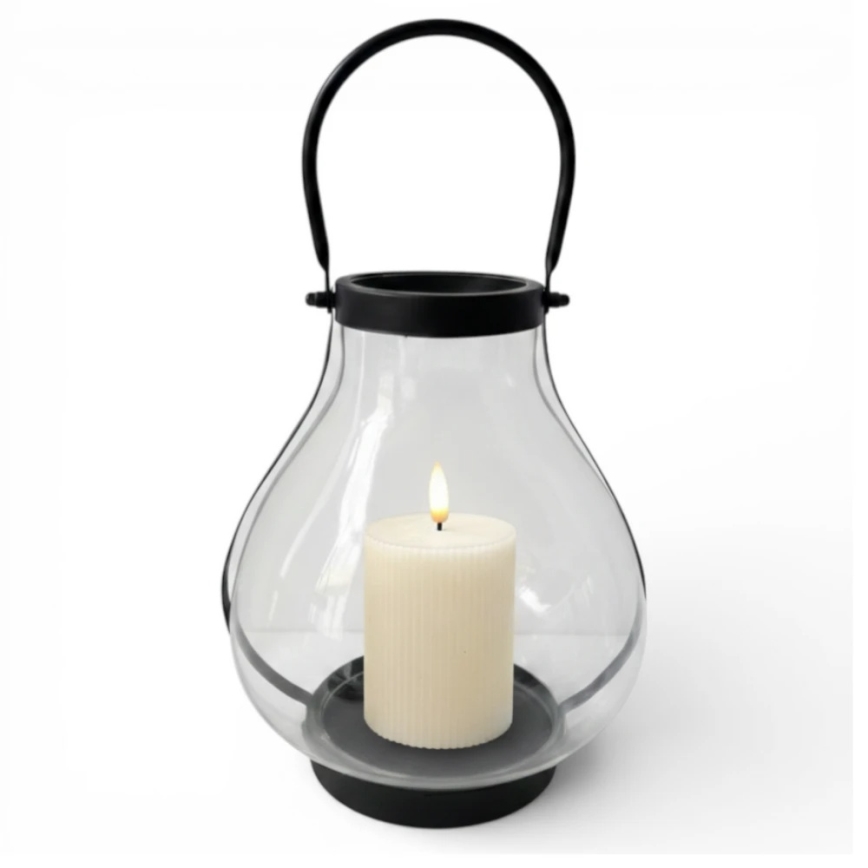 Lampion dekoracyjny GLASSY 25 cm czarny