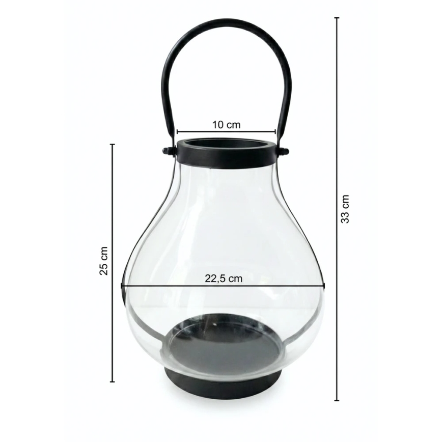 Lampion dekoracyjny GLASSY 25 cm czarny