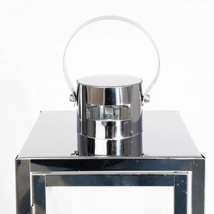 Lampion dekoracyjny TOWER 29 cm, chrom błyszczący