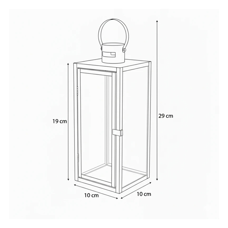 Lampion dekoracyjny TOWER 29 cm, chrom błyszczący