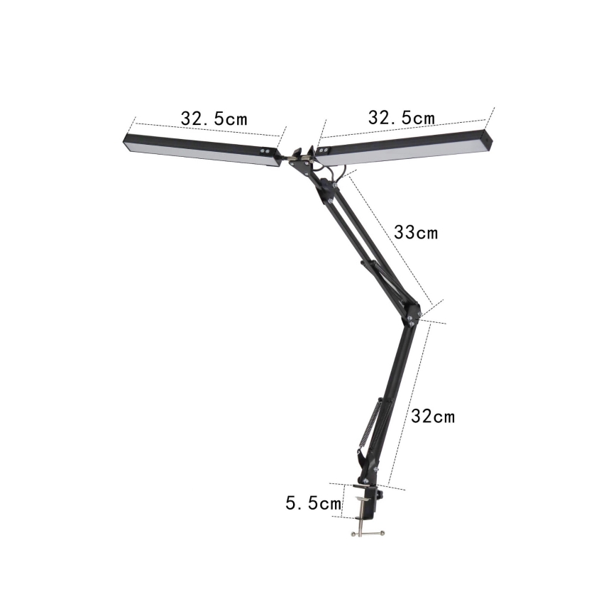 Lampka biurkowa LED z klipsem 2xLED/10W/230V 2800-6800K