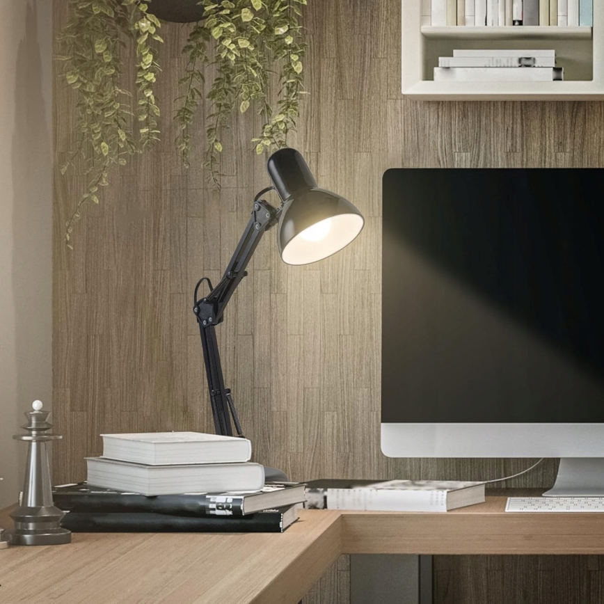 Lampka biurkowa z klipsem 2 w 1, 1xE27/60W/230V, czarna