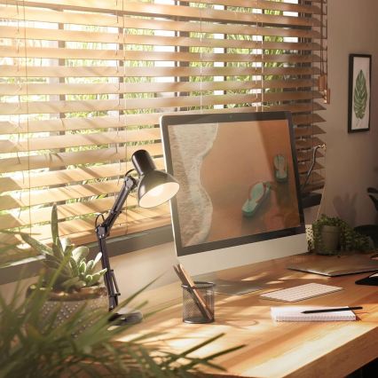 Lampka biurkowa z klipsem 2 w 1, 1xE27/60W/230V, czarna