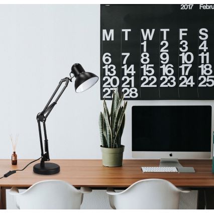 Lampka biurkowa z klipsem 2 w 1, 1xE27/60W/230V, czarna