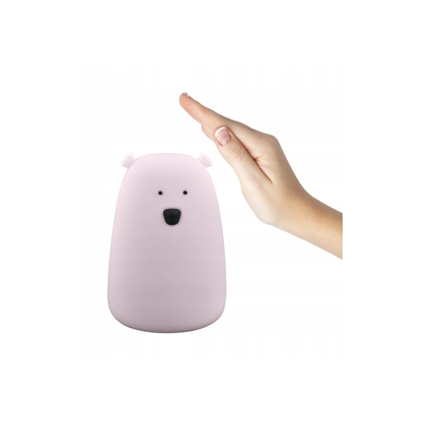 Lampka dotykowa LED RGB dla dzieci BEAR LED/0,8W/5V różowa + USB