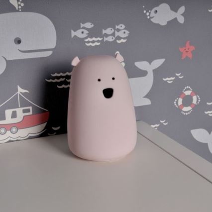 Lampka dotykowa LED RGB dla dzieci BEAR LED/0,8W/5V różowa + USB