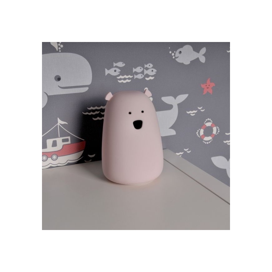 Lampka dotykowa LED RGB dla dzieci BEAR LED/0,8W/5V różowa + USB