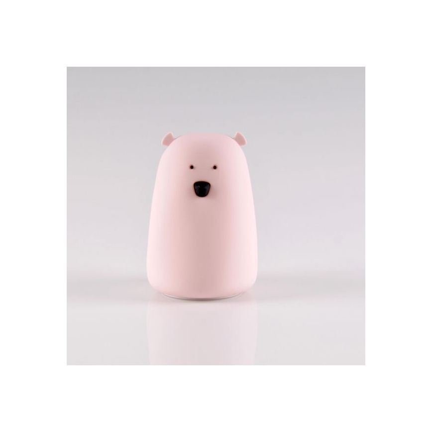Lampka dotykowa LED RGB dla dzieci BEAR LED/0,8W/5V różowa + USB
