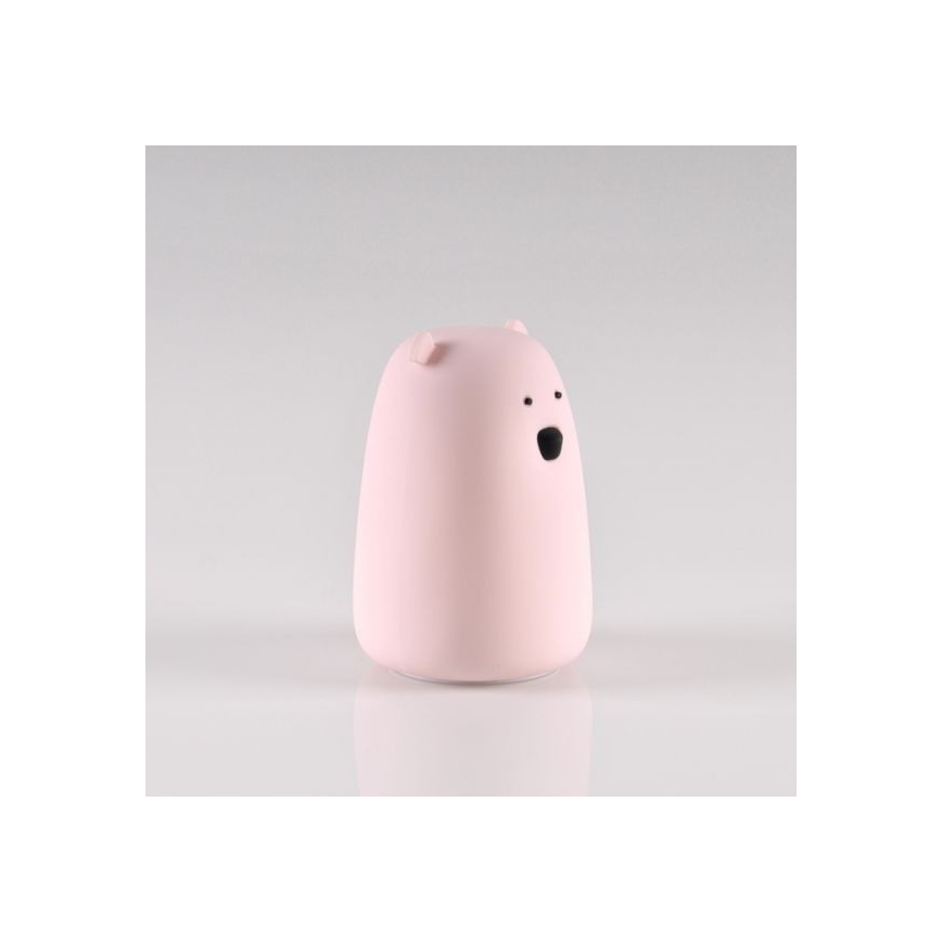 Lampka dotykowa LED RGB dla dzieci BEAR LED/0,8W/5V różowa + USB