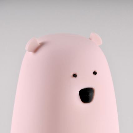 Lampka dotykowa LED RGB dla dzieci BEAR LED/0,8W/5V różowa + USB