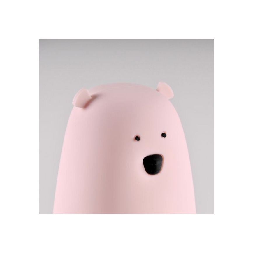 Lampka dotykowa LED RGB dla dzieci BEAR LED/0,8W/5V różowa + USB