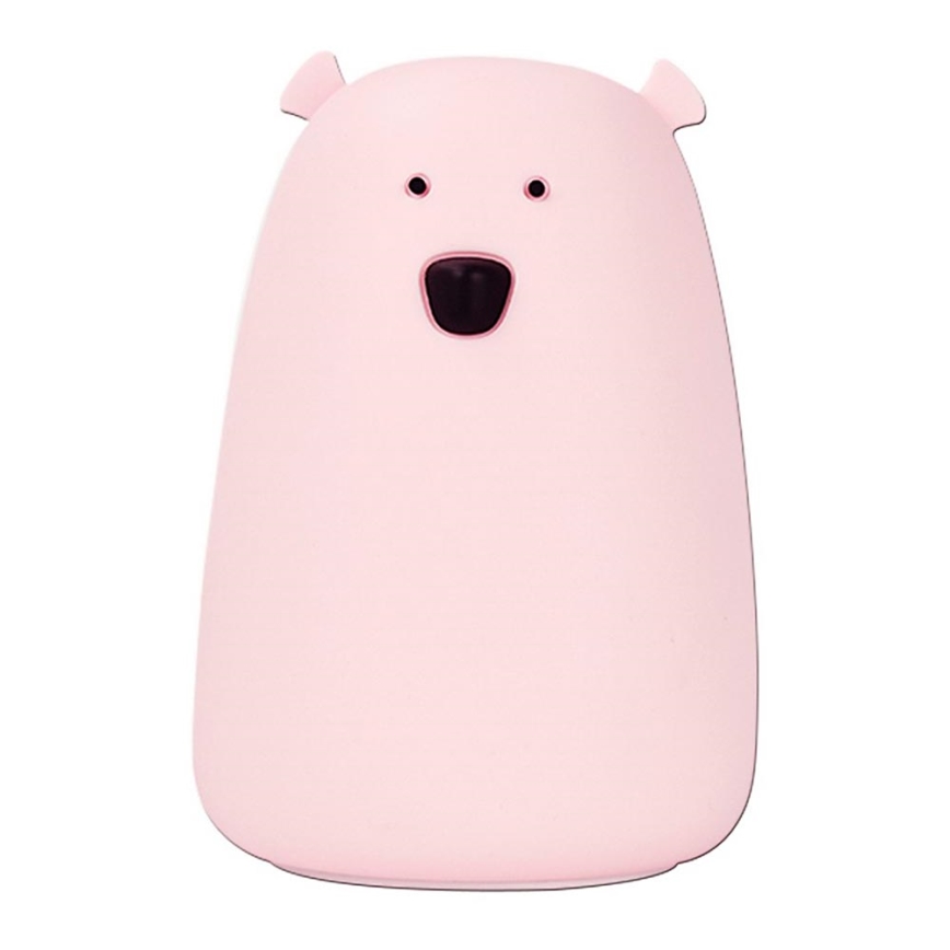 Lampka dotykowa LED RGB dla dzieci BEAR LED/0,8W/5V różowa + USB