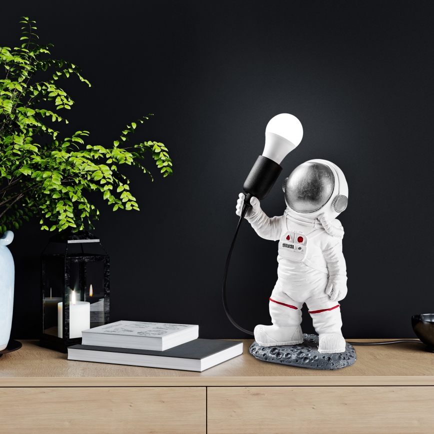 Lampka dziecięca ASTRONAUT 1xE27/40W/230V srebrna/biała