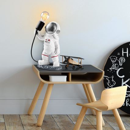 Lampka dziecięca ASTRONAUT 1xE27/40W/230V srebrna/biała