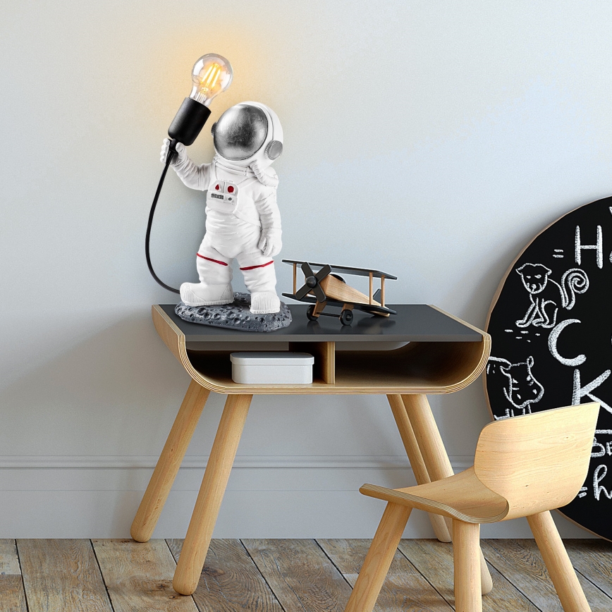 Lampka dziecięca ASTRONAUT 1xE27/40W/230V srebrna/biała