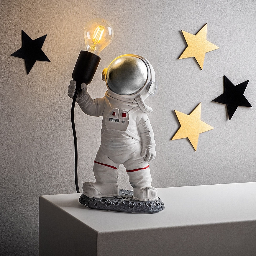 Lampka dziecięca ASTRONAUT 1xE27/40W/230V srebrna/biała