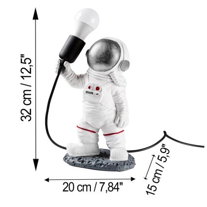 Lampka dziecięca ASTRONAUT 1xE27/40W/230V srebrna/biała