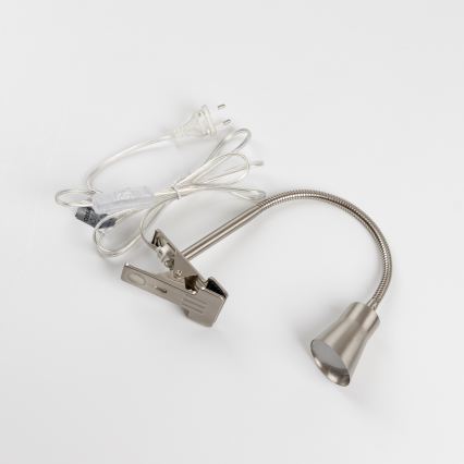 Lampka LED z klipsem, 3,2 W, 230 V, matowy chrom