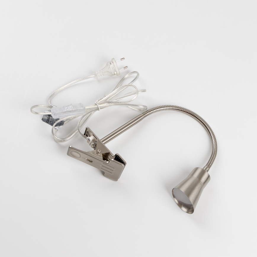 Lampka LED z klipsem, 3,2 W, 230 V, matowy chrom