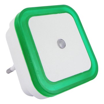 Lampka nocna LED z czujnikiem zmierzchu, 0,5 W, 230 V, zielona
