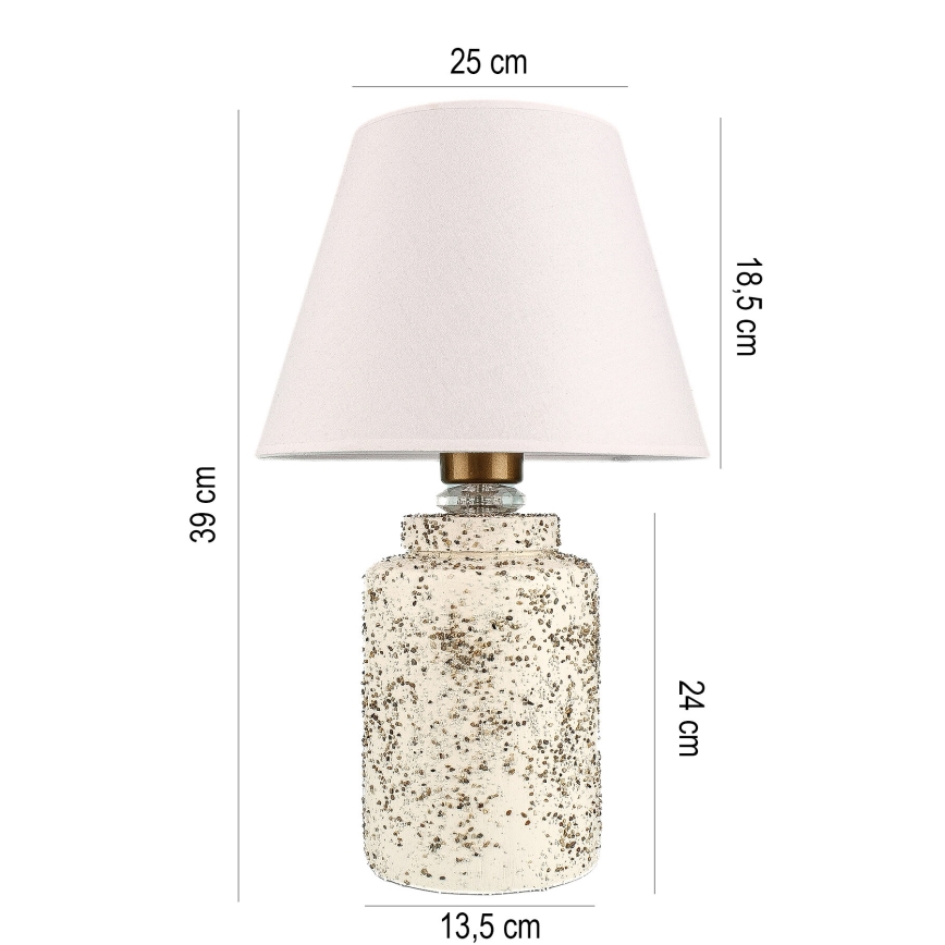 Lampka stołowa RAMZES 1xE27/40W/230V biała/beżowa