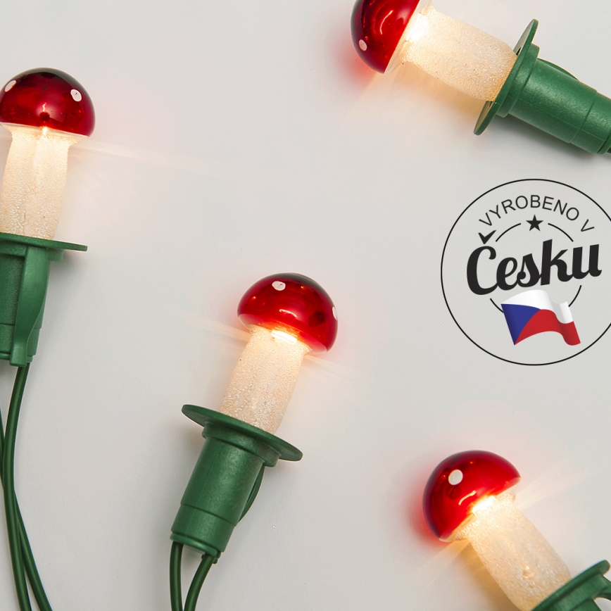 Lampki choinkowe 7,7 m TOADSTOOL 12×E10/230V czerwone - wykonano w Europie