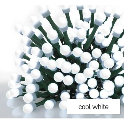 Lampki świąteczne LED, 200 diod, 8 funkcji, 20 m, IP44, zimna biel