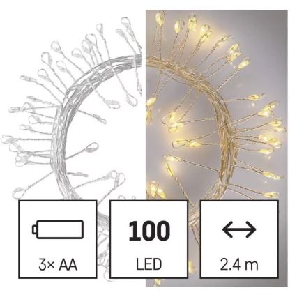 Łańcuch LED 100xLED/3xAA 2,7m ciepła biała