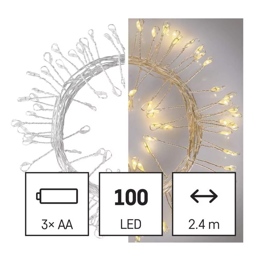 Łańcuch LED 100xLED/3xAA 2,7m ciepła biała