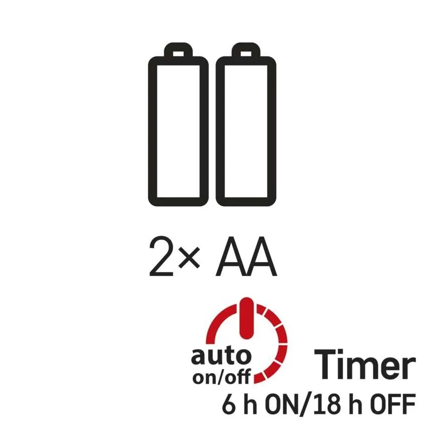 Łańcuch LED 20 diod / 2×AA, 2,4 m, zimna biel